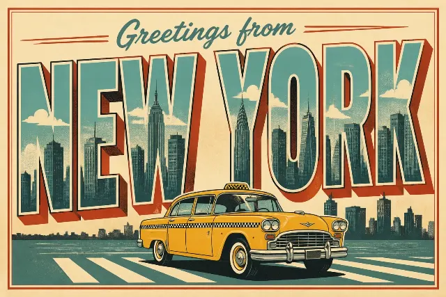 Retro New York Skyline Postcard