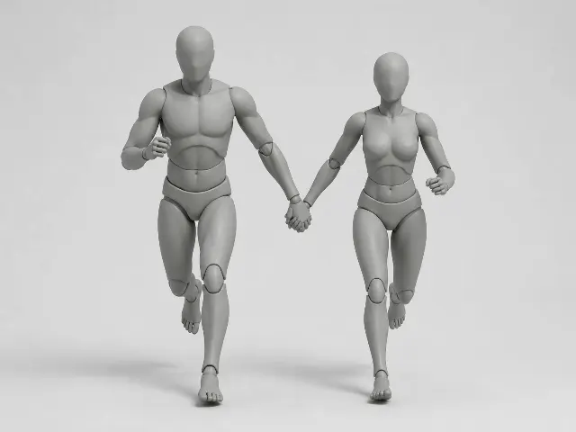 Running Hand In Hand Pose Reference