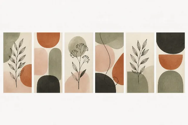Sage And Terracotta Abstract Botanical Set