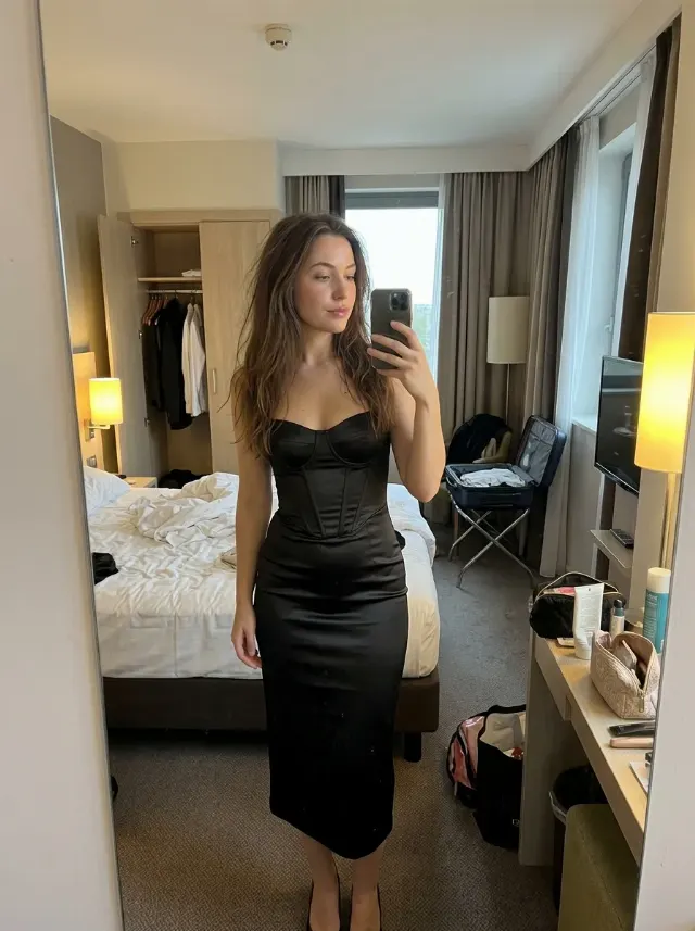 Satin Corset Dress Hotel Mirror Selfie