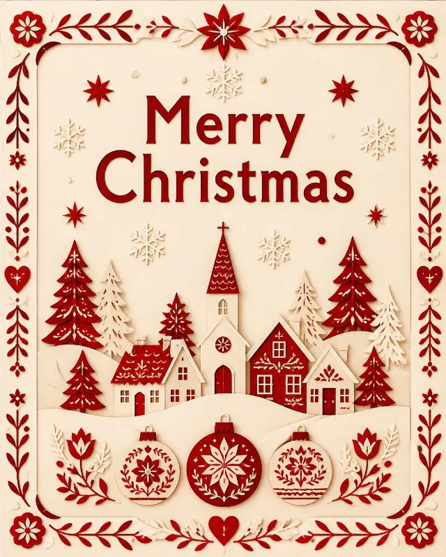 Scandinavian Folk Art Christmas Card