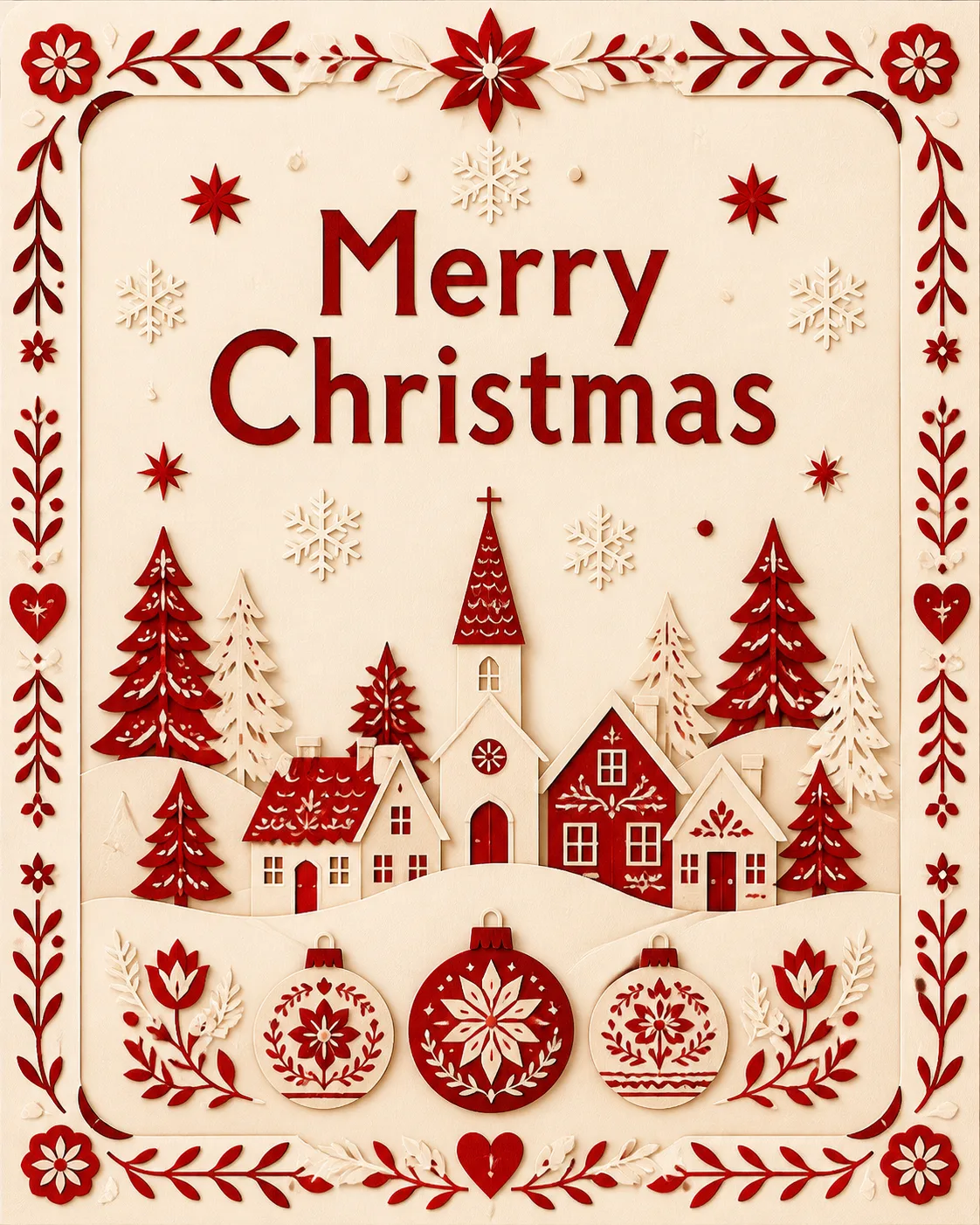 Scandinavian Folk Art Christmas Card