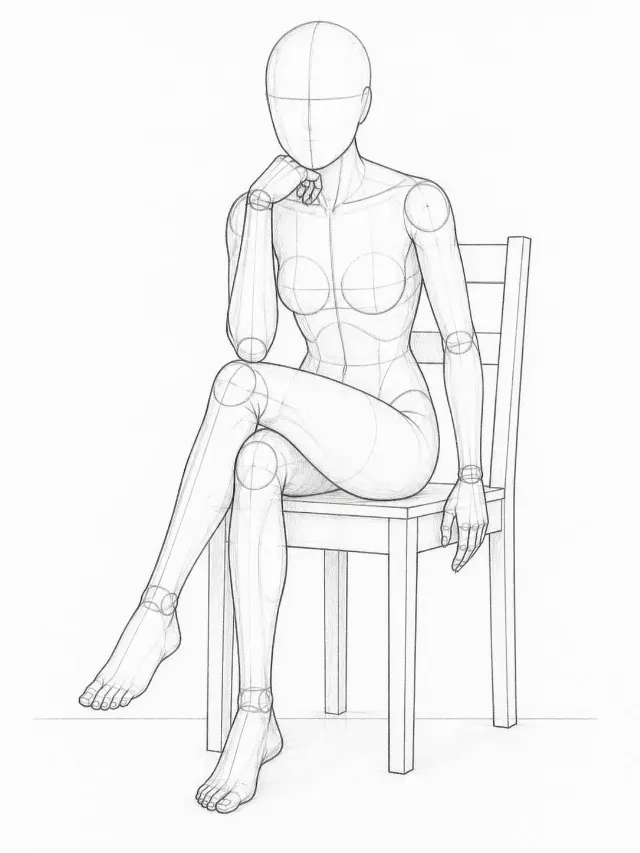 Seated Cross-Legged Figure Pose Sketch