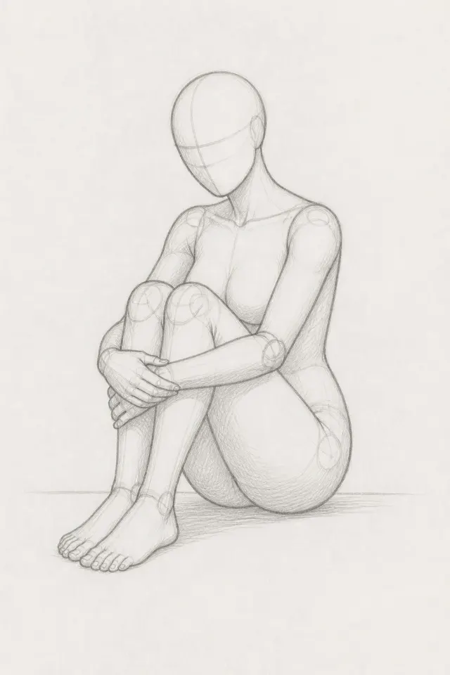 Seated Kneeling Female Mannequin Sketch