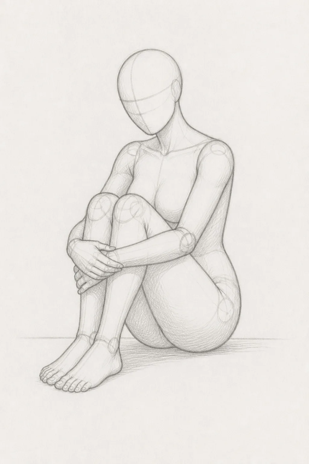 Seated Kneeling Female Mannequin Sketch