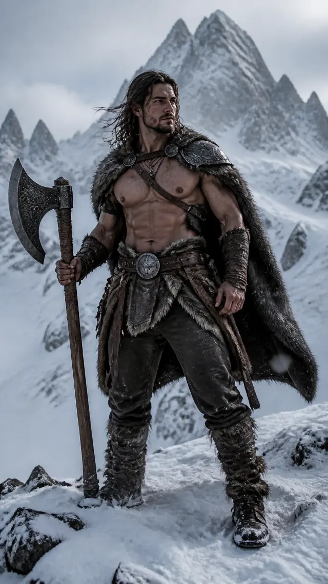 Shirtless Barbarian Cosplay Mountain Photo