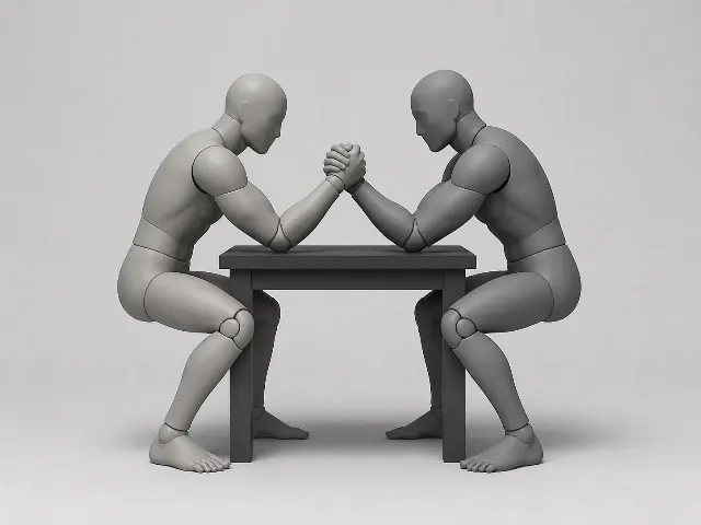 Side View Arm Wrestling Pose Reference
