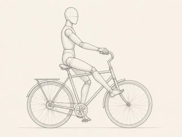 Side View Bicycle Riding Pose Sketch