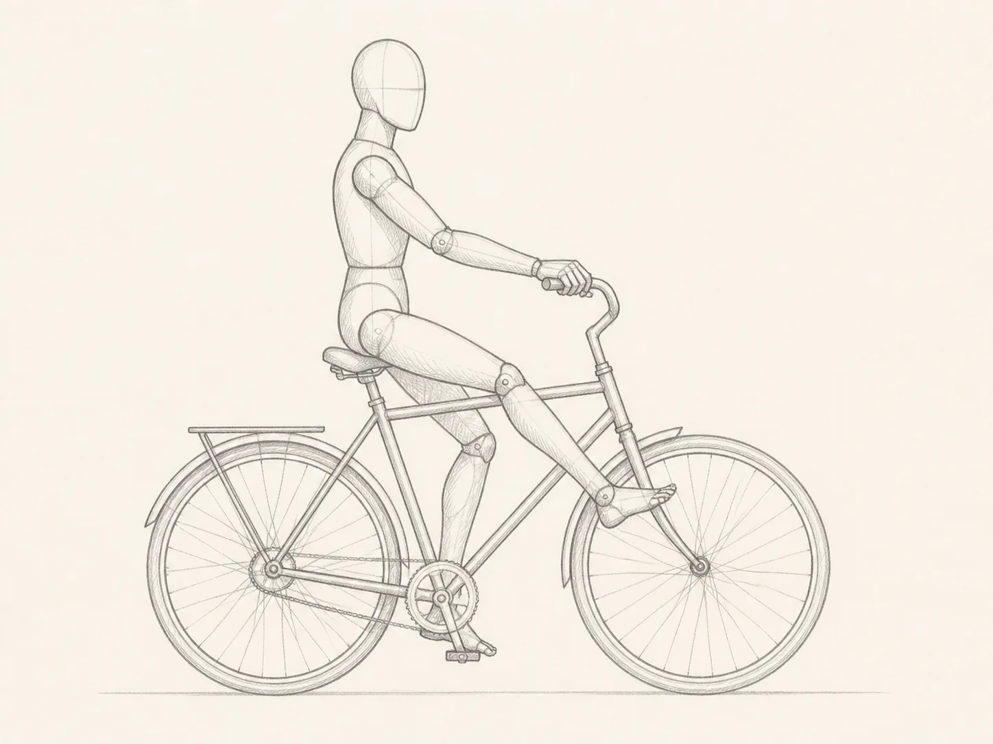 Side View Bicycle Riding Pose Sketch