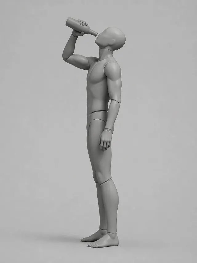 Side View Drinking Bottle Pose Reference