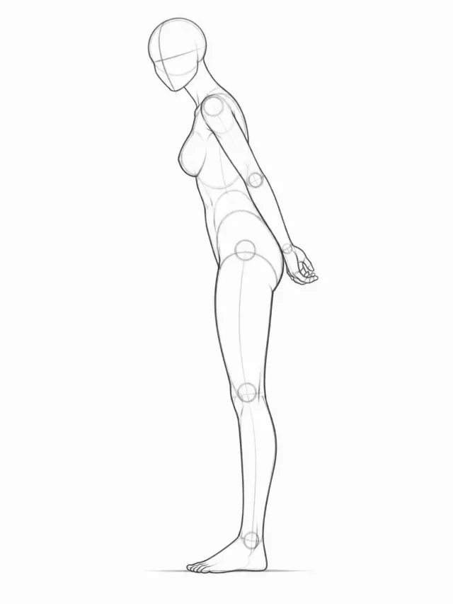Side View Female Leaning Pose Sketch