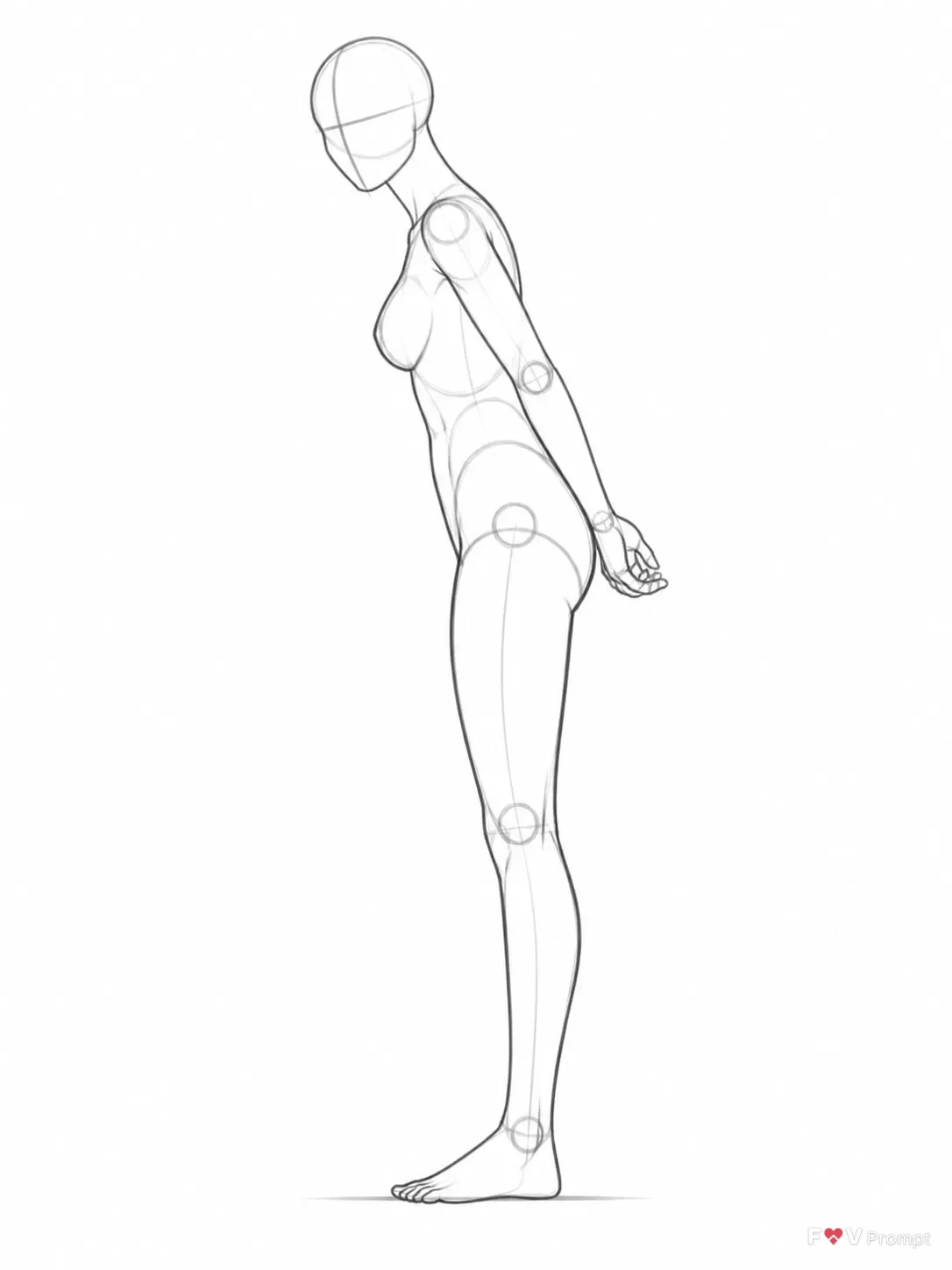 Side View Female Leaning Pose Sketch