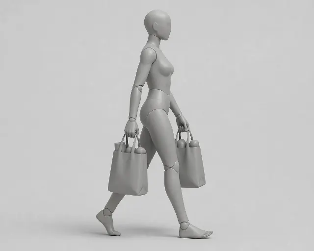 Side View Grocery Carrying Pose Reference