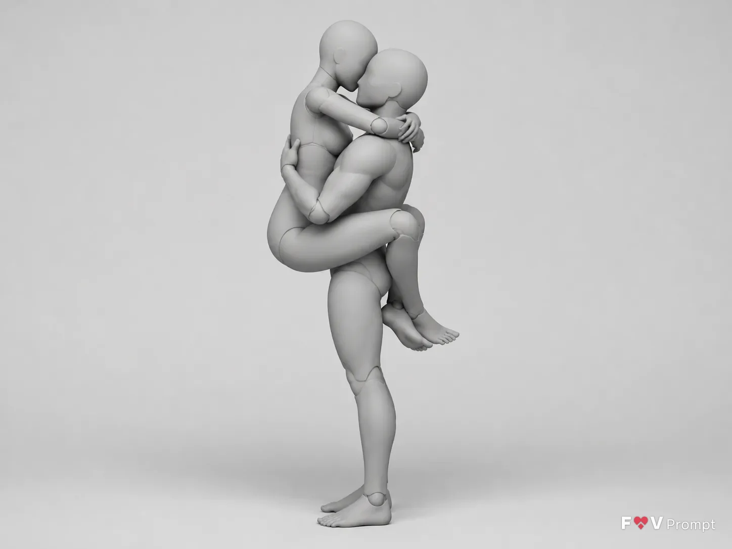 Side-View Jumping Embrace Pose Reference