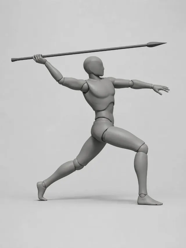 Side-View Spear Throwing Pose Reference