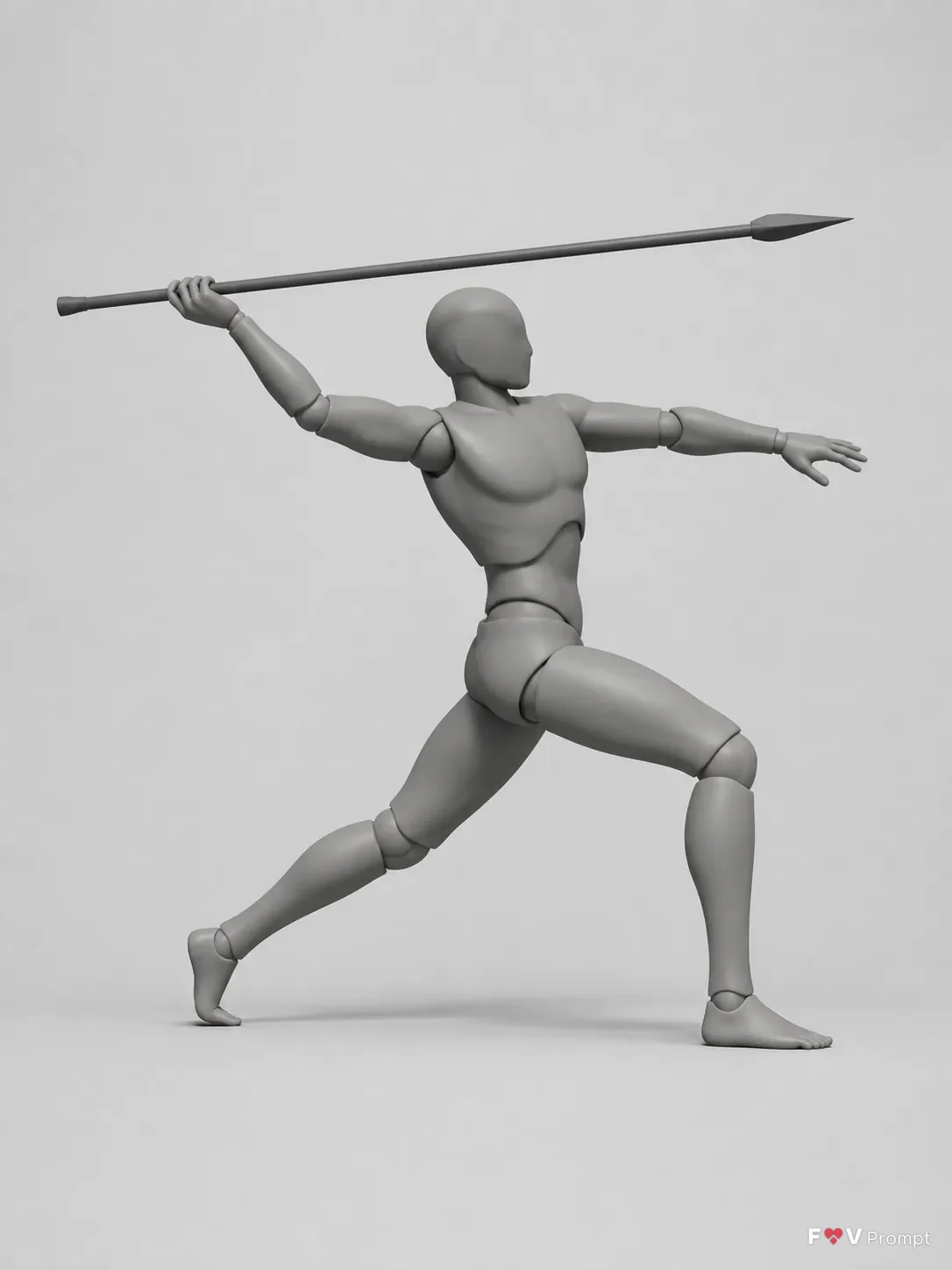 Side-View Spear Throwing Pose Reference