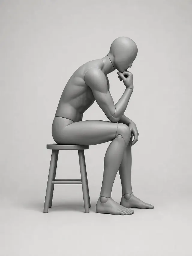 Side View Thinking Man Pose Reference