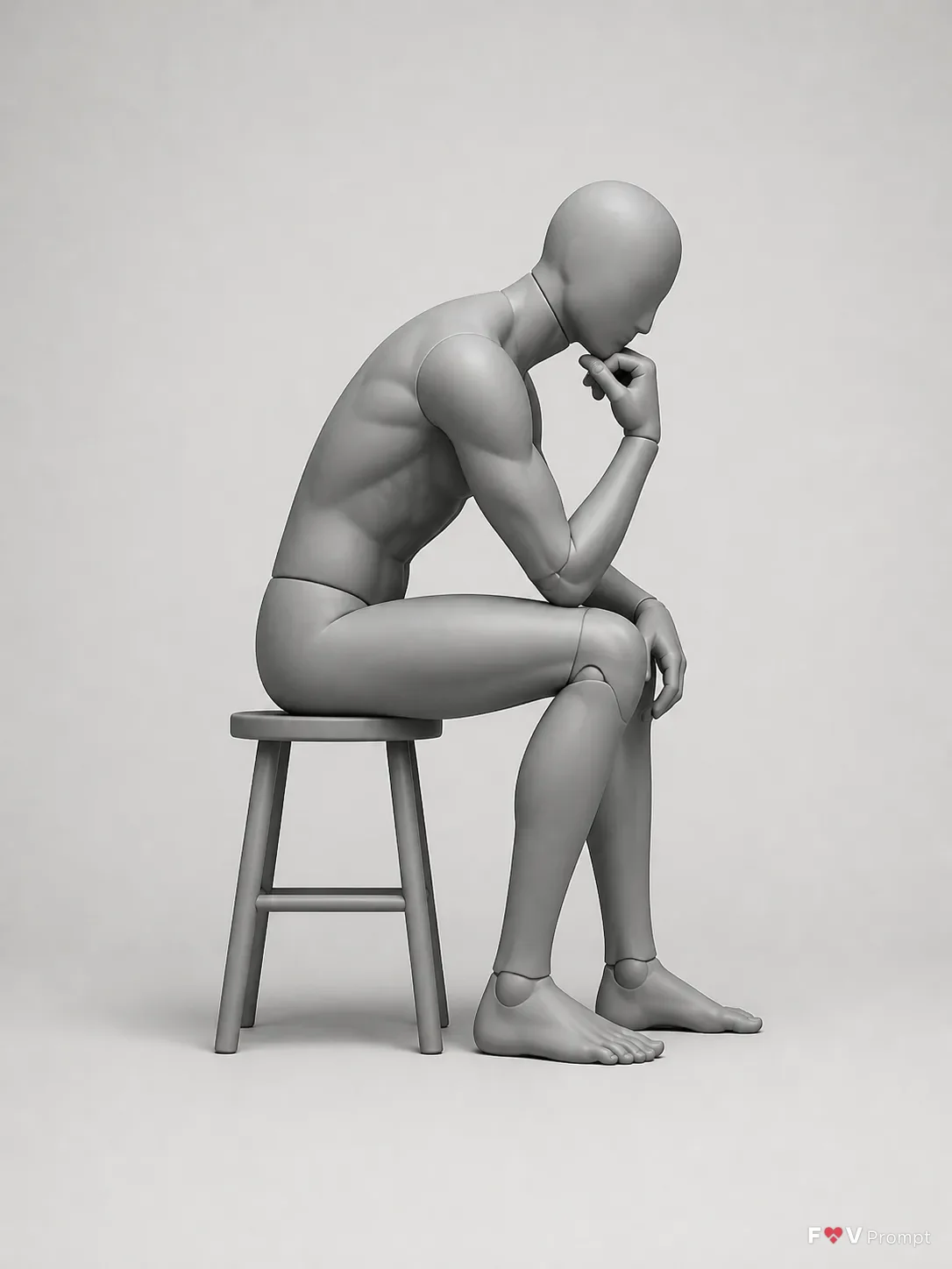Side View Thinking Man Pose Reference