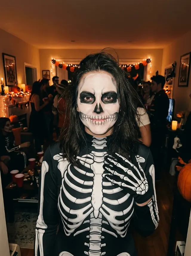 Skeleton Face Paint Halloween House Party Photo