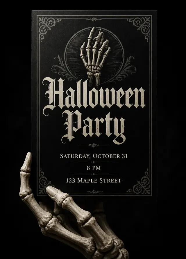 Skeleton Hand Halloween Party Invitation