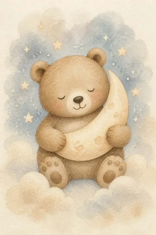 Sleepy Bear Watercolor Nursery Print