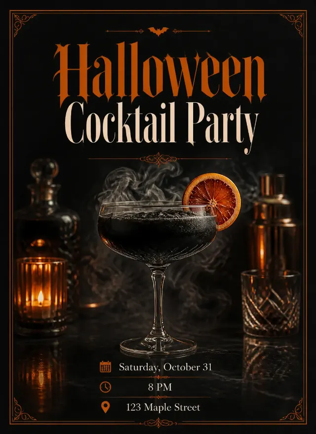 Smoky Halloween Cocktail Party Invitation