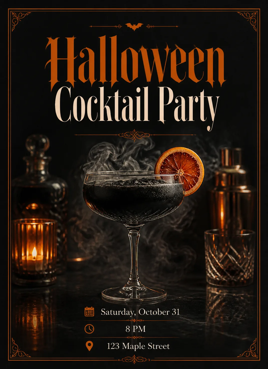 Smoky Halloween Cocktail Party Invitation