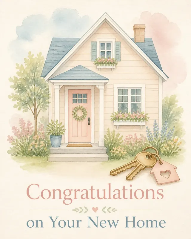 Soft Pastel New Home Congratulations Card