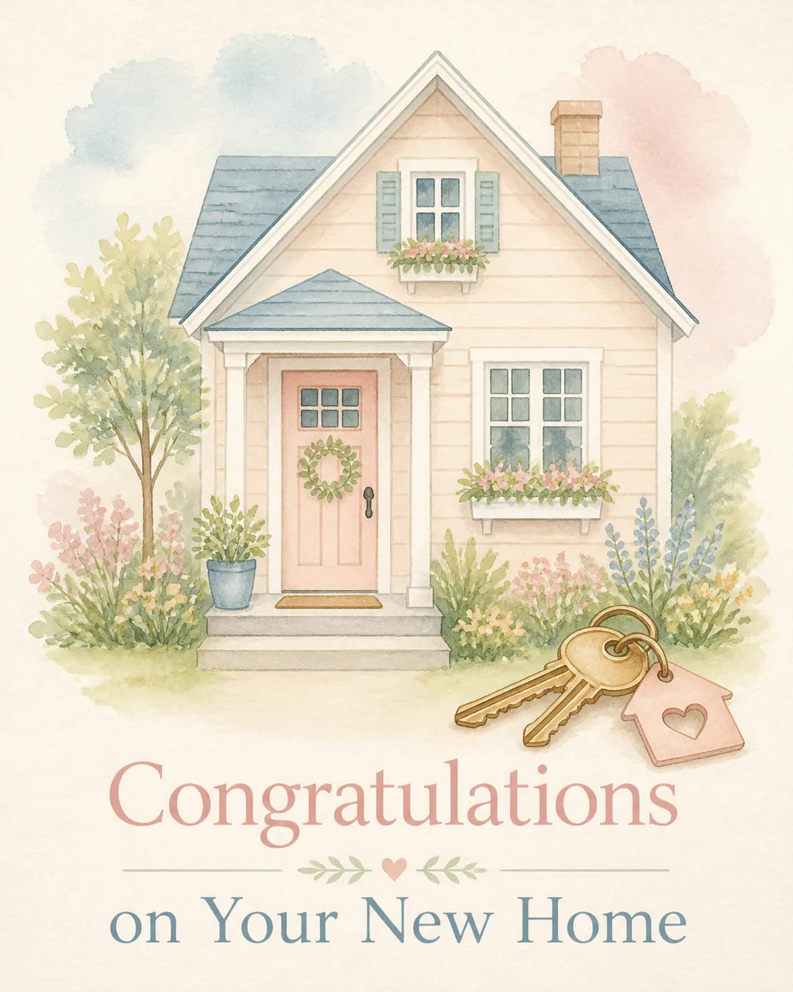 Soft Pastel New Home Congratulations Card