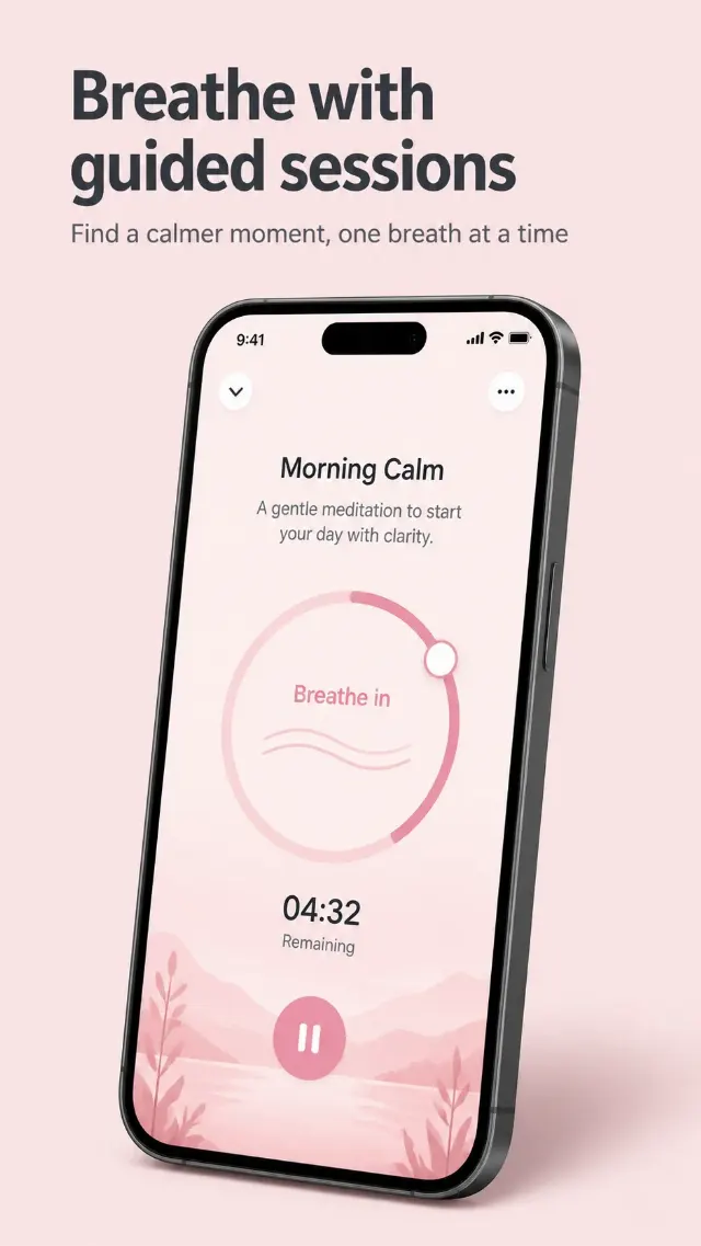 Soft Pink Meditation App Store Screenshot