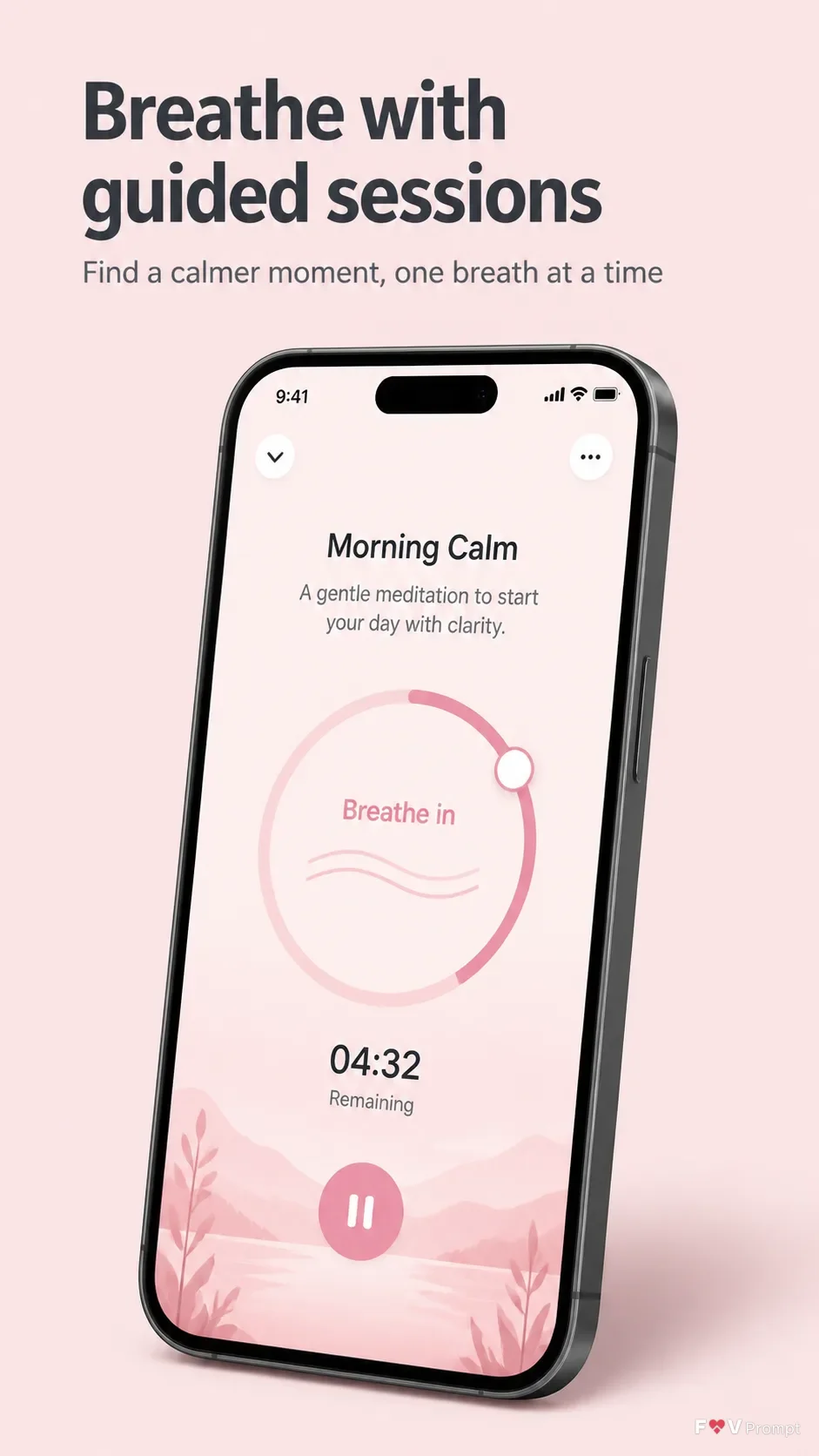Soft Pink Meditation App Store Screenshot