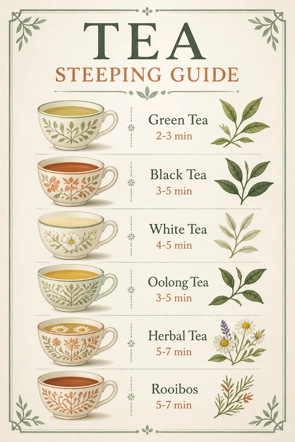 Soft Sage Tea Steeping Guide Poster