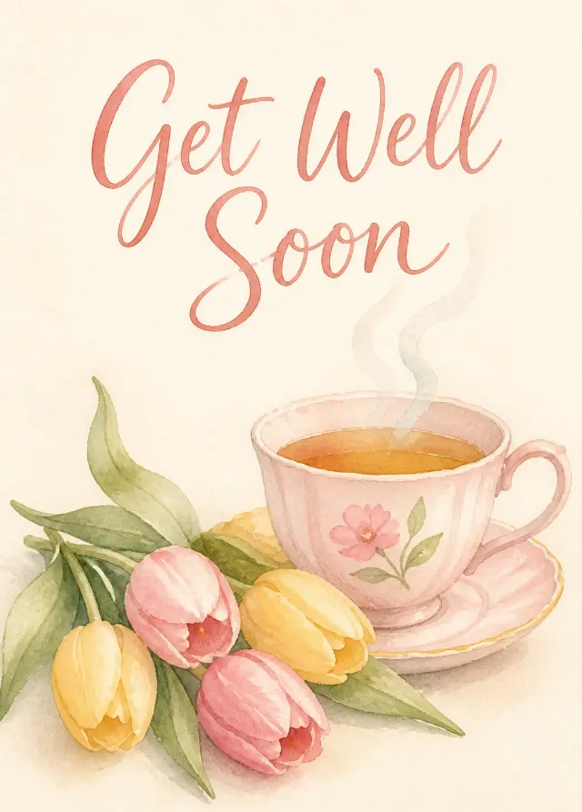 Soft Watercolor Get Well Soon Card