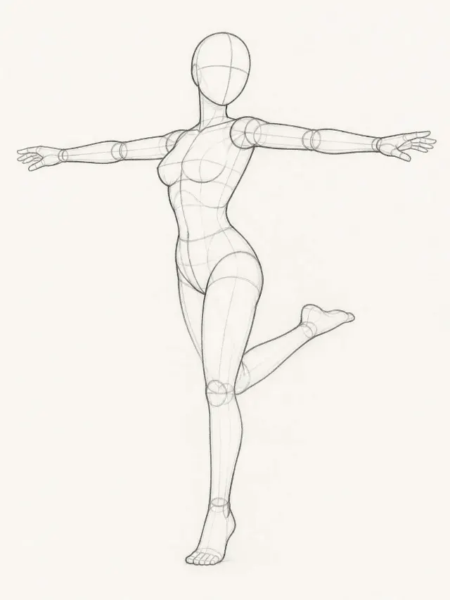 Spinning Female Figure Gesture Sketch