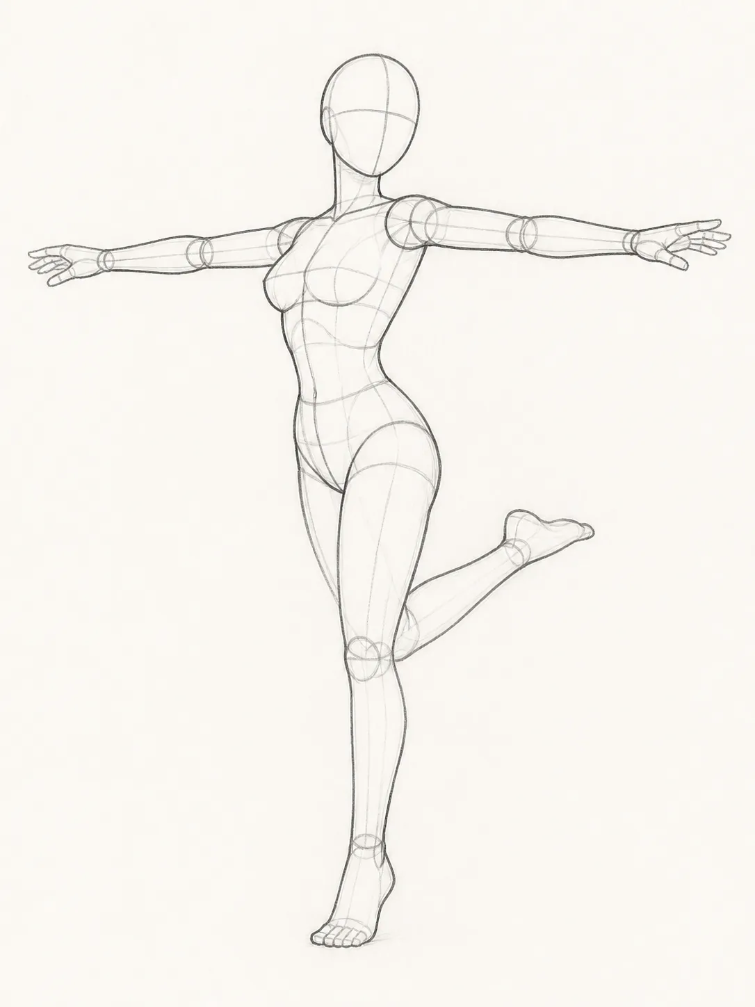 Spinning Female Figure Gesture Sketch