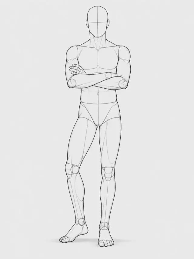 Standing Male Crossed Arms Pose Reference