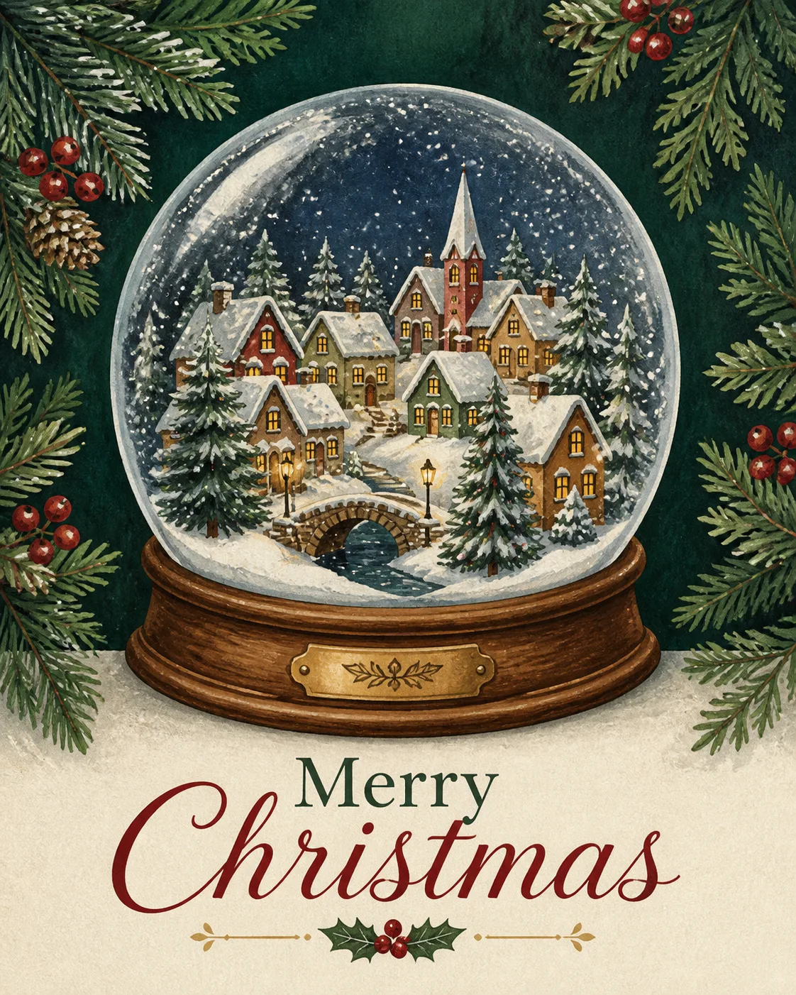 Storybook Snow Globe Christmas Card