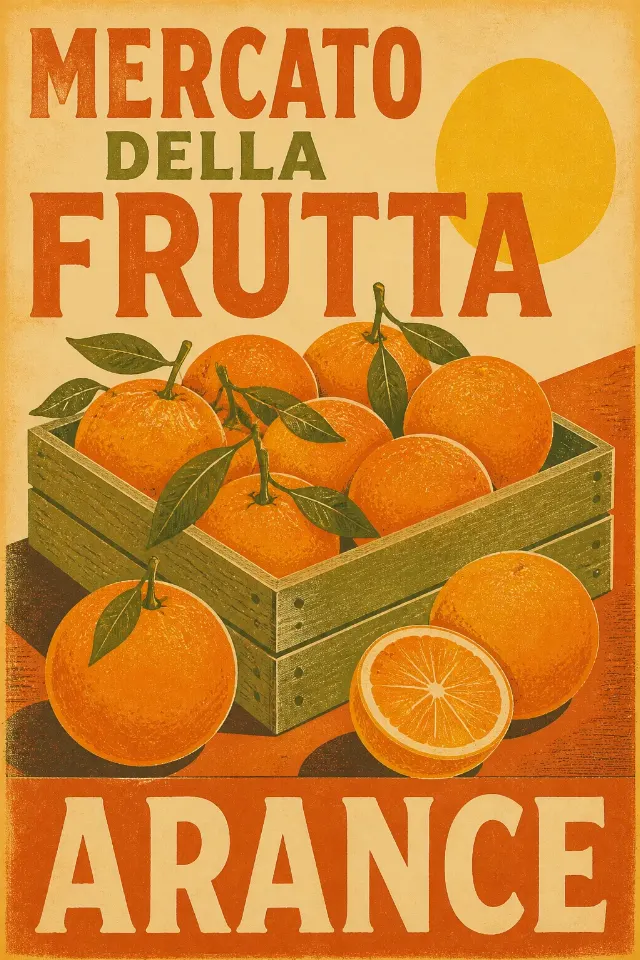Sun-Faded Retro Orange Market Poster