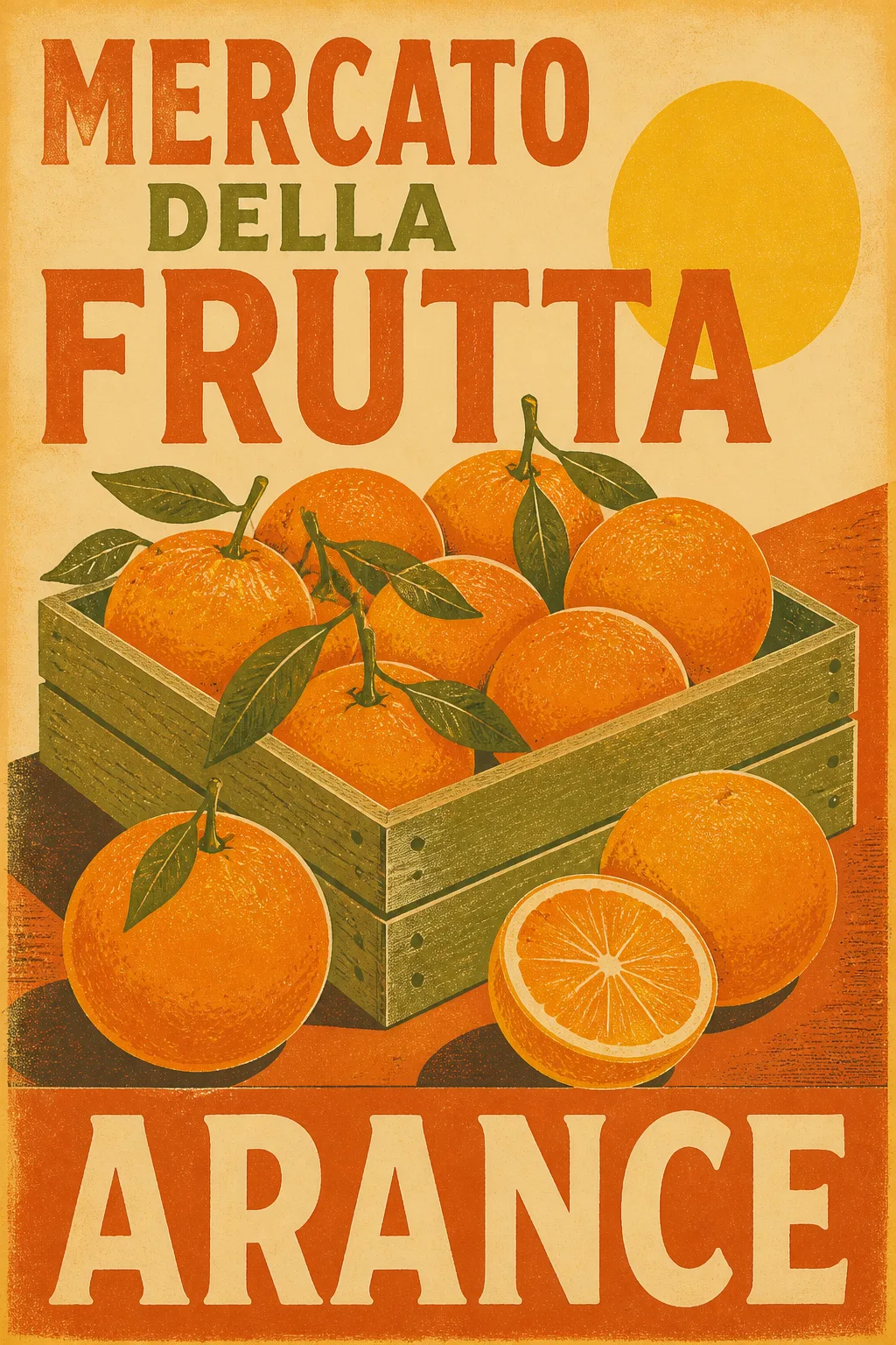 Sun-Faded Retro Orange Market Poster
