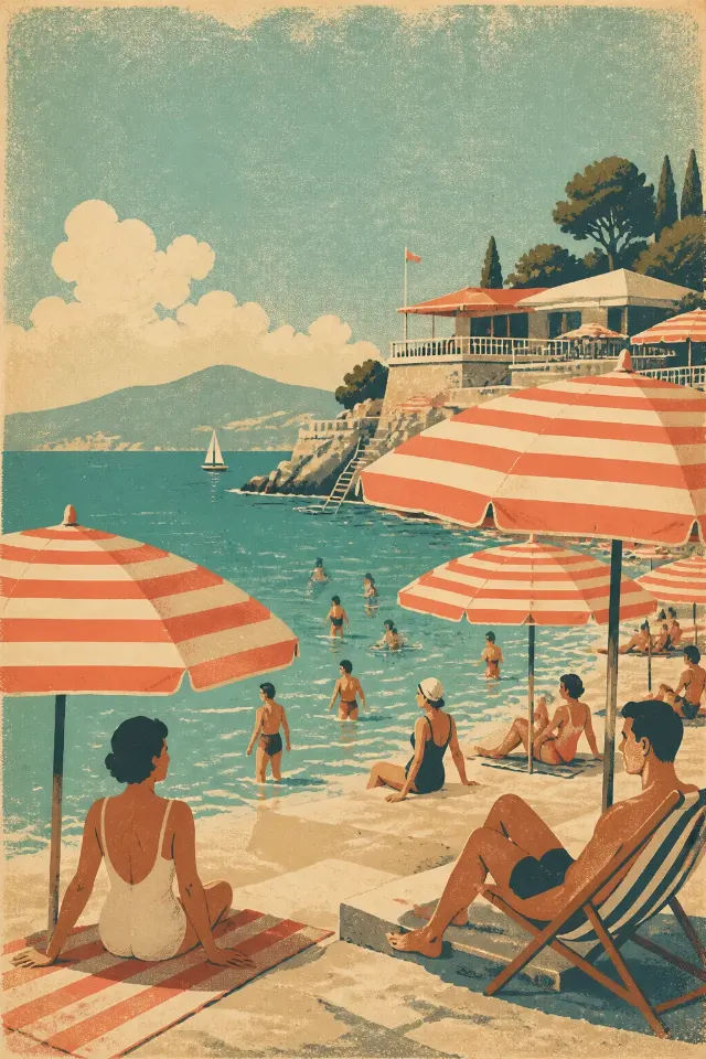 Sun-Faded Vintage Beach Club Poster
