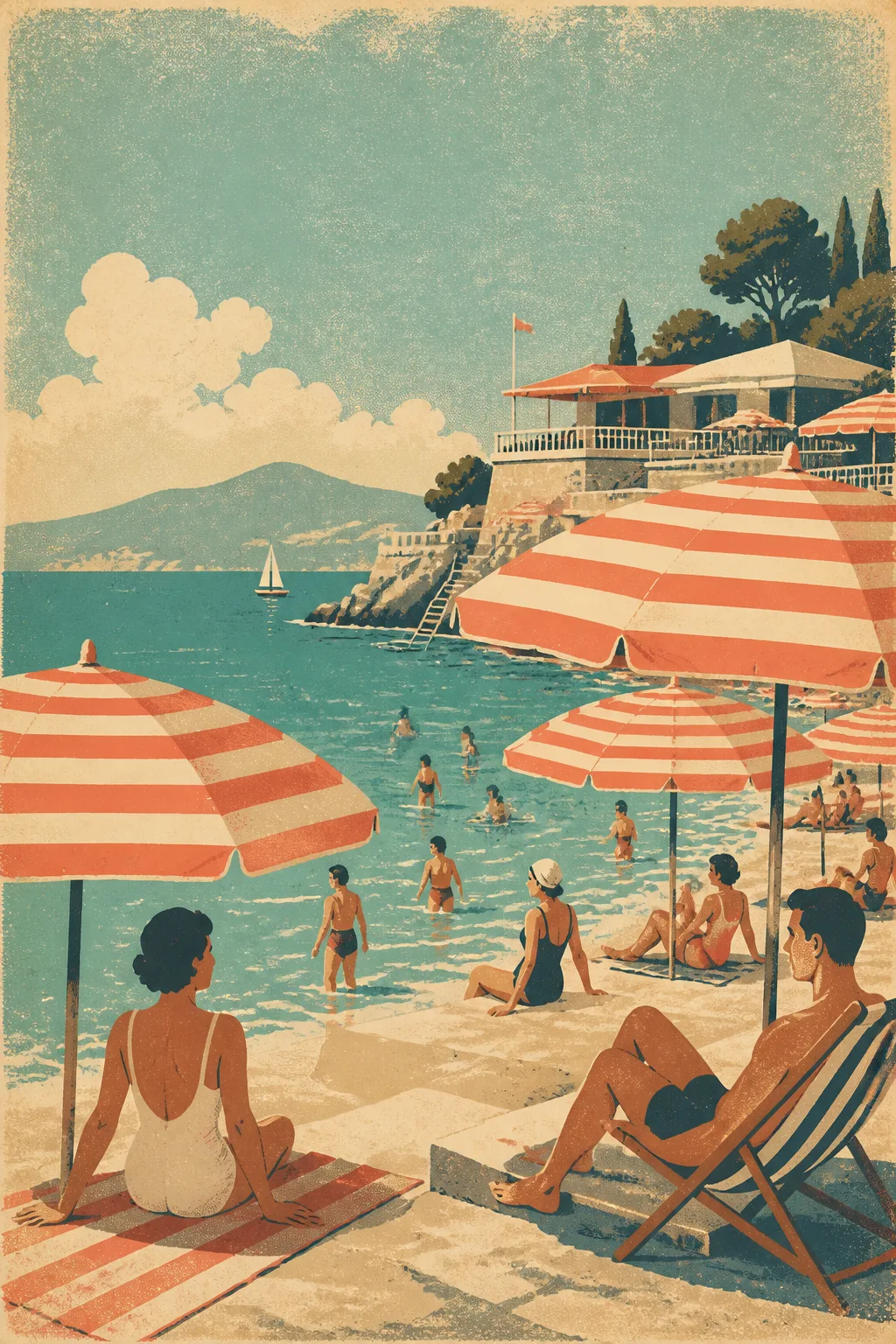 Sun-Faded Vintage Beach Club Poster