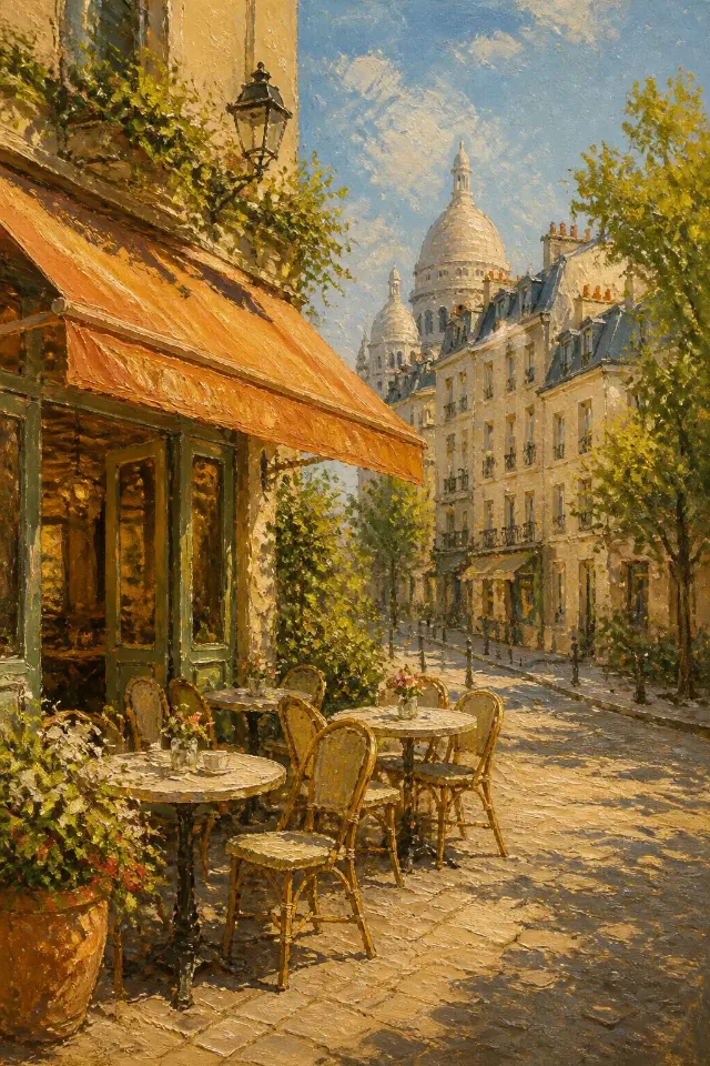 Sunlit Paris Cafe Impressionist Wall Art