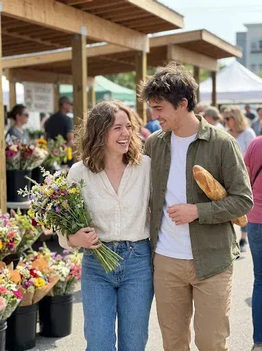 Sunny Farmers Market Couple Photo