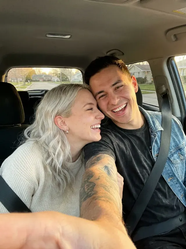 Sunset Car Couple Front Camera Selfie