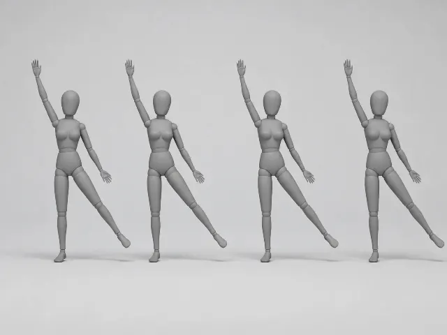 Synchronized Dance Line Pose Reference