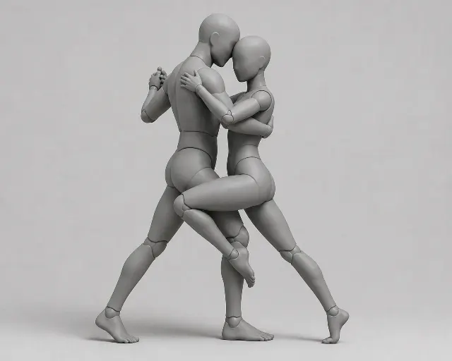 Tango Couple Side View Pose Reference