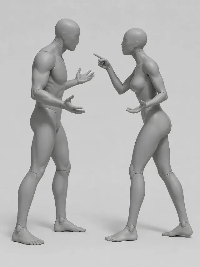 Tense Face-To-Face Argument Pose Reference