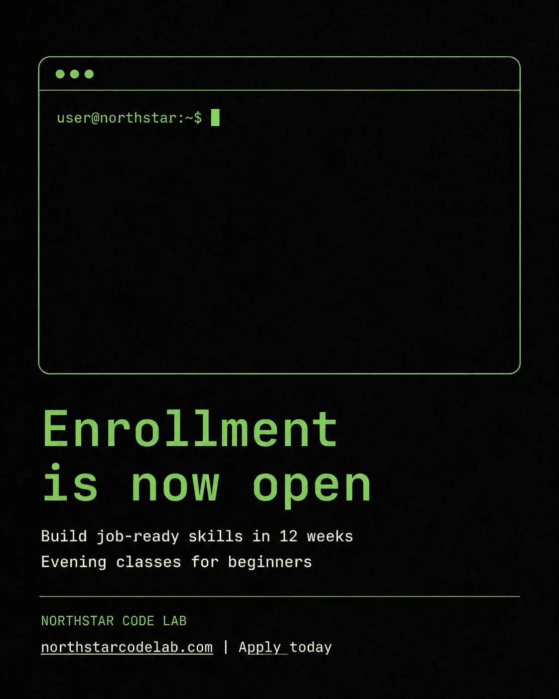 Terminal Coding Bootcamp Enrollment Post