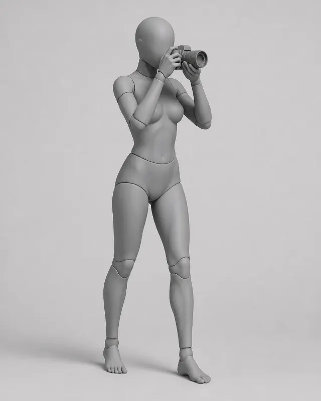 Three-Quarter Female Camera Pose Reference