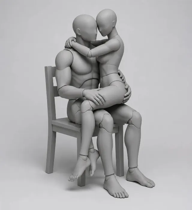 Three Quarter Lap Sitting Pose Reference